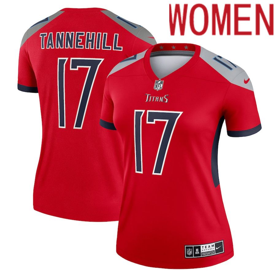 Women Tennessee Titans #17 Ryan Tannehill Nike Red Inverted Legend NFL Jersey